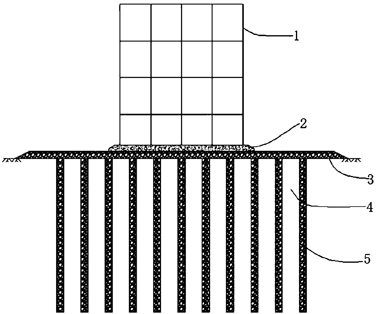 Liquefied foundation treatment method based on building garbage