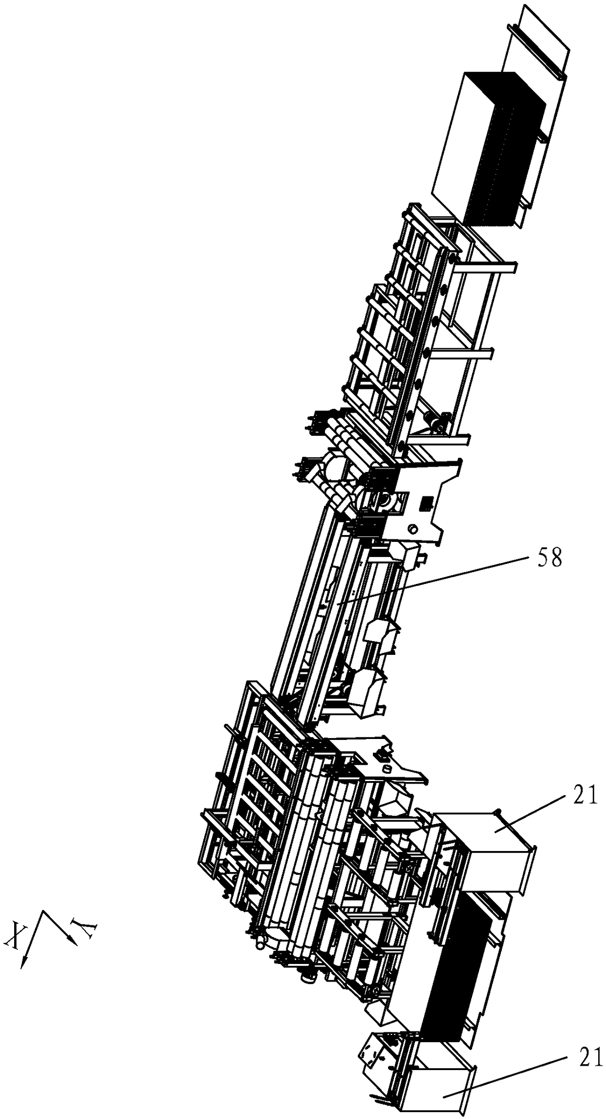 Board processing production line for highly automatically conveying boards