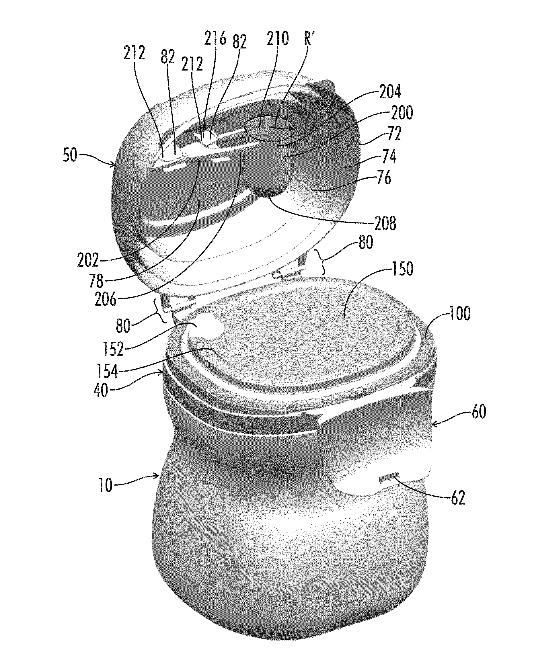 Resealable container with collar and lid