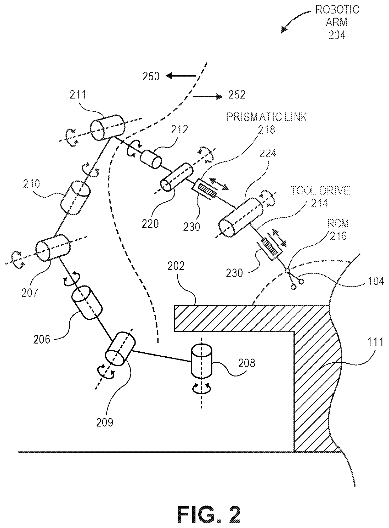 Robotic arm having an extendable prismatic link