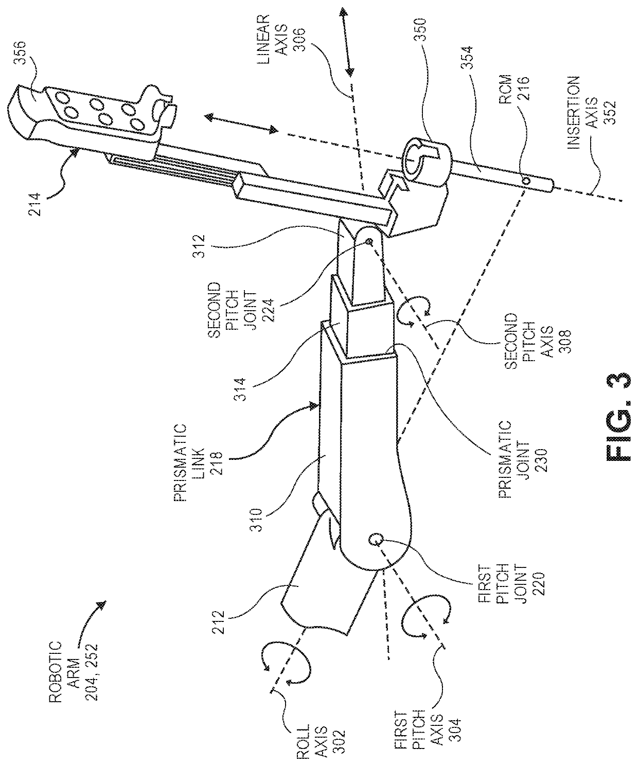 Robotic arm having an extendable prismatic link