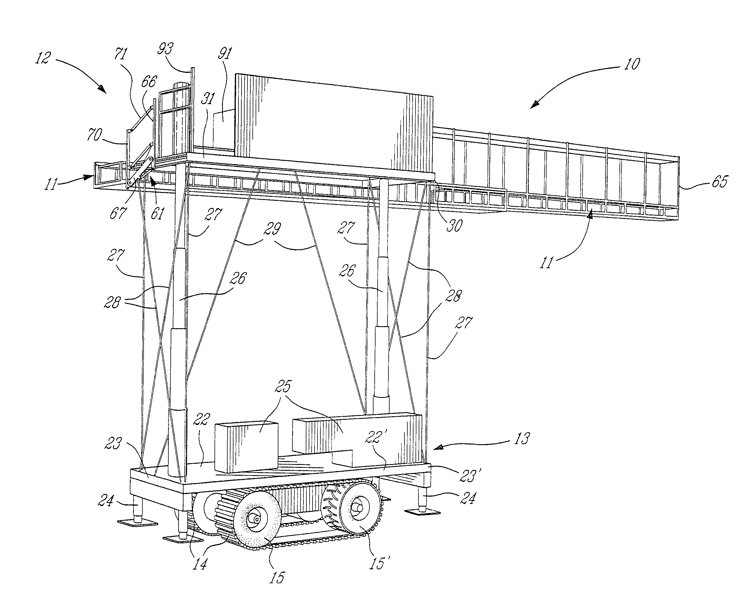 Motorized scaffold with displaceable worker support platform