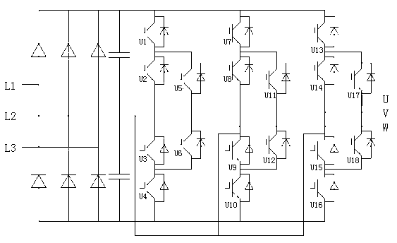 Insulated gate bipolar translator (IGBT) clamping three-level frequency converter