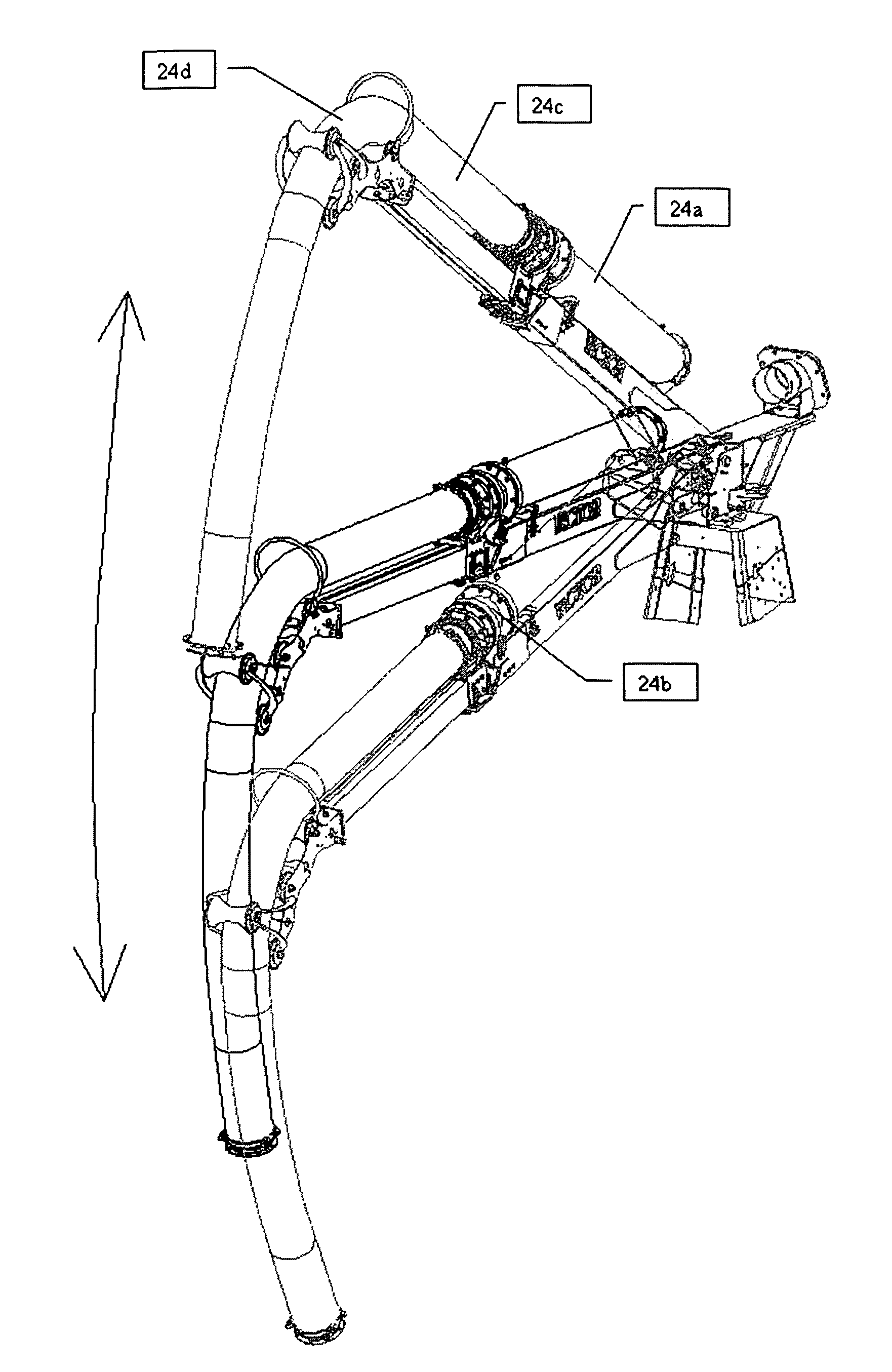 Suction hose arrangement for refuse tank trucks