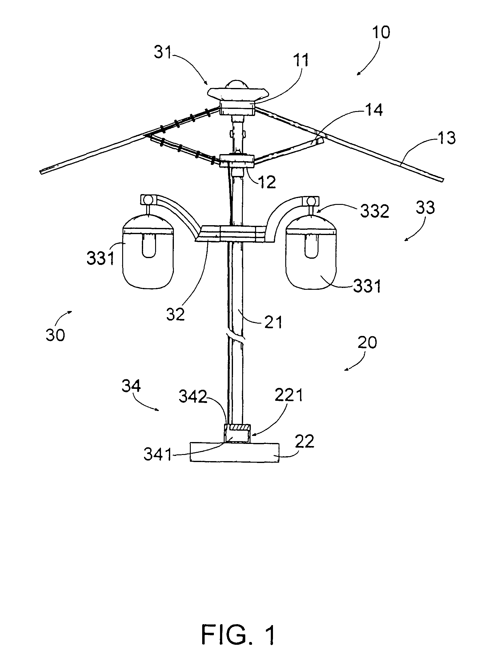 Audio system for outdoor umbrella