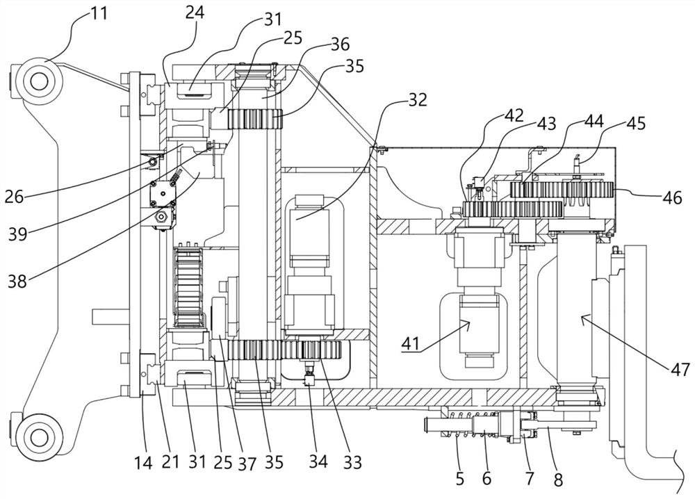 Electric fork head assembly and three-way piling car