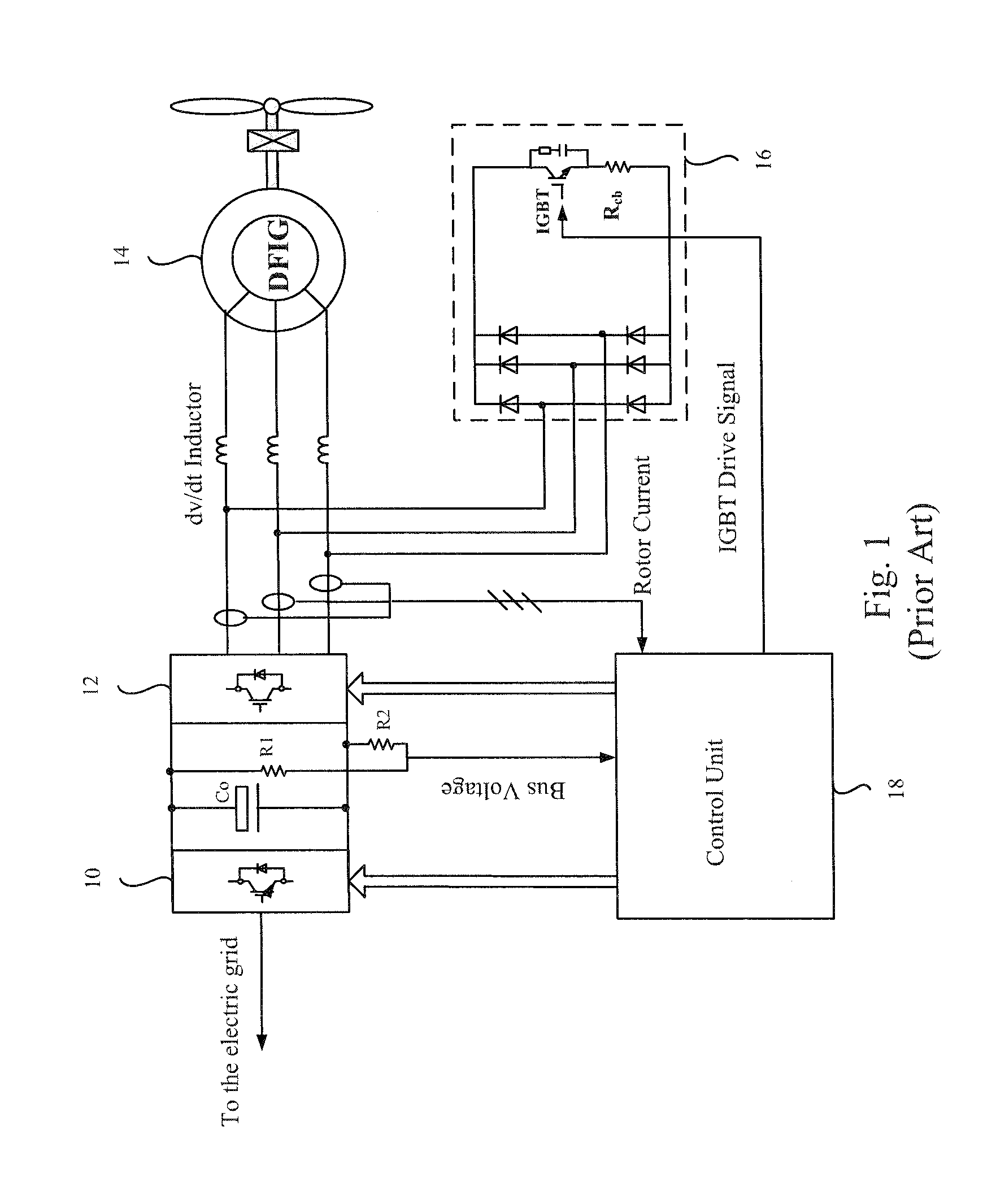 DC chopper and DC chopping method for doubly fed induction generator system