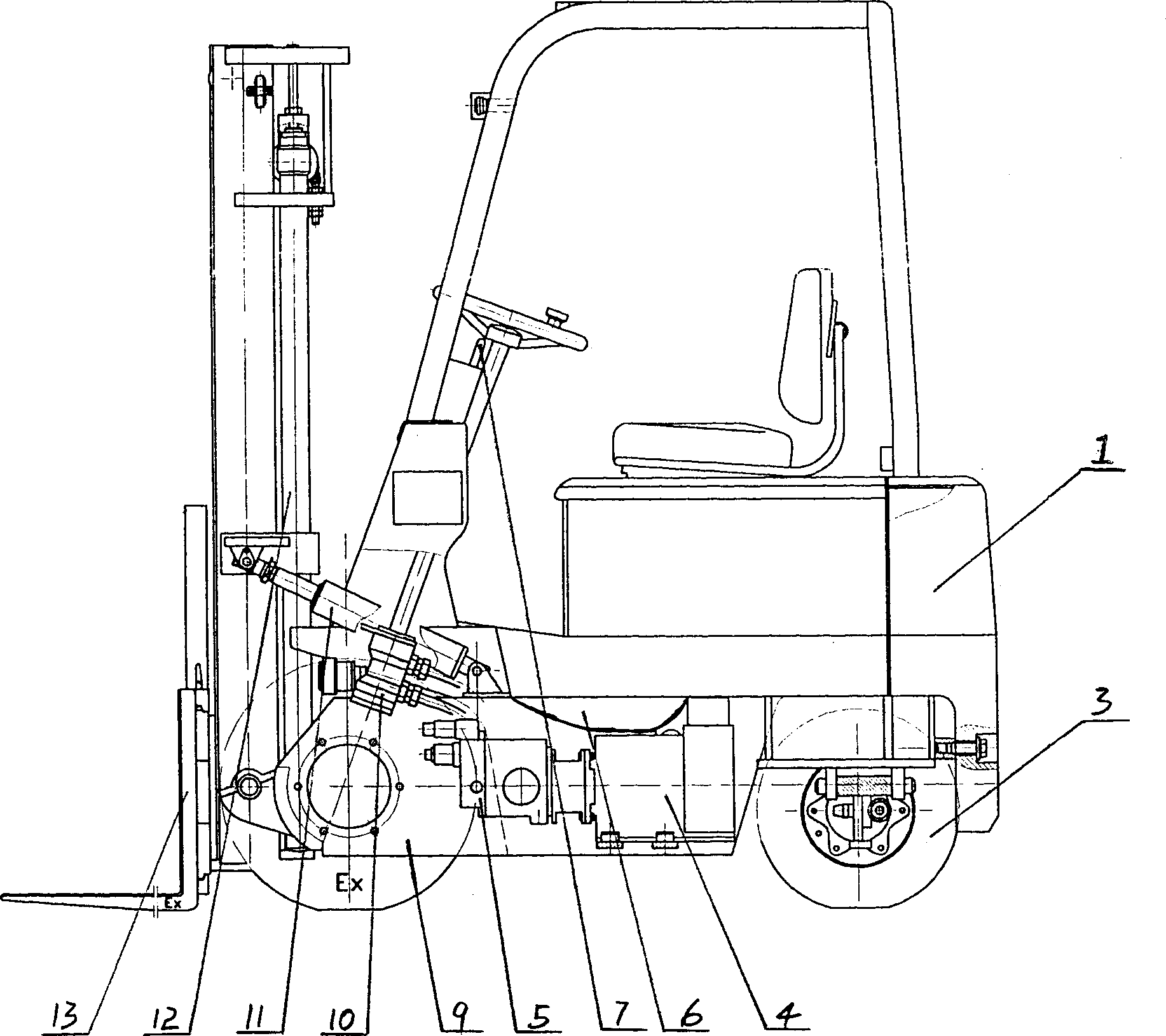 Fully-hydraulic electric fork truck