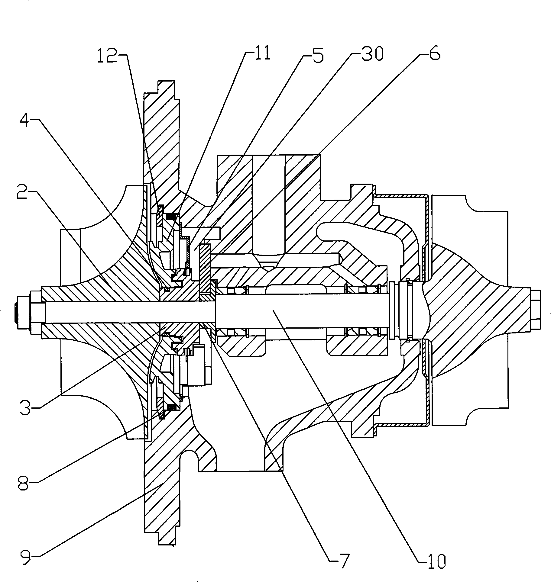 Exhaust-driven turbo-charger central rotor device