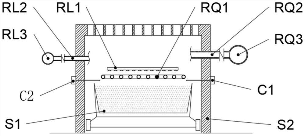 Liquid-gas two-phase medium coupling partition blowing sintering method and blowing device