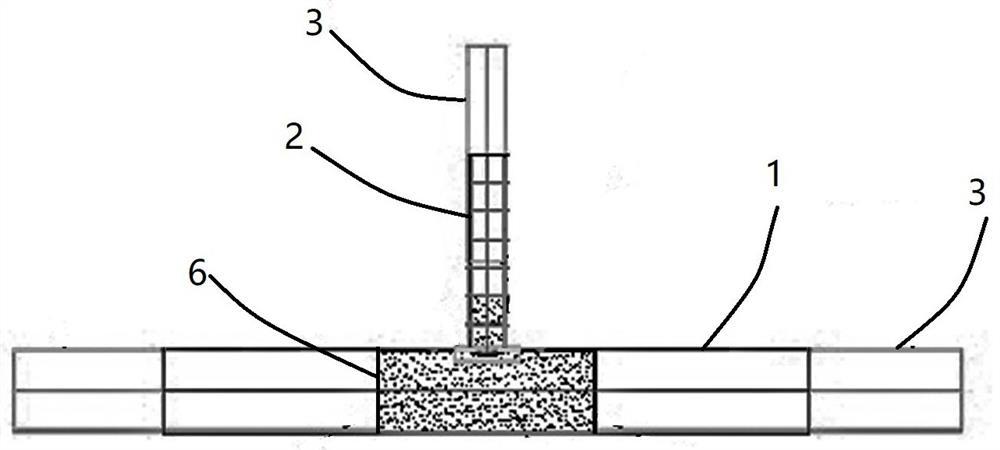 T-shaped joint reinforced by local grouting of base plate