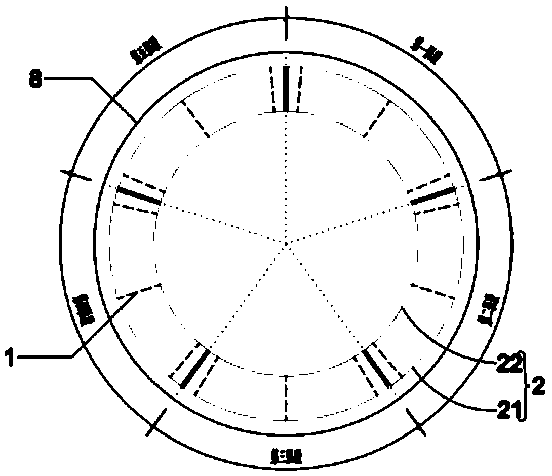 Multi-section circular open caisson inner scaffold fabricated type supporting platform