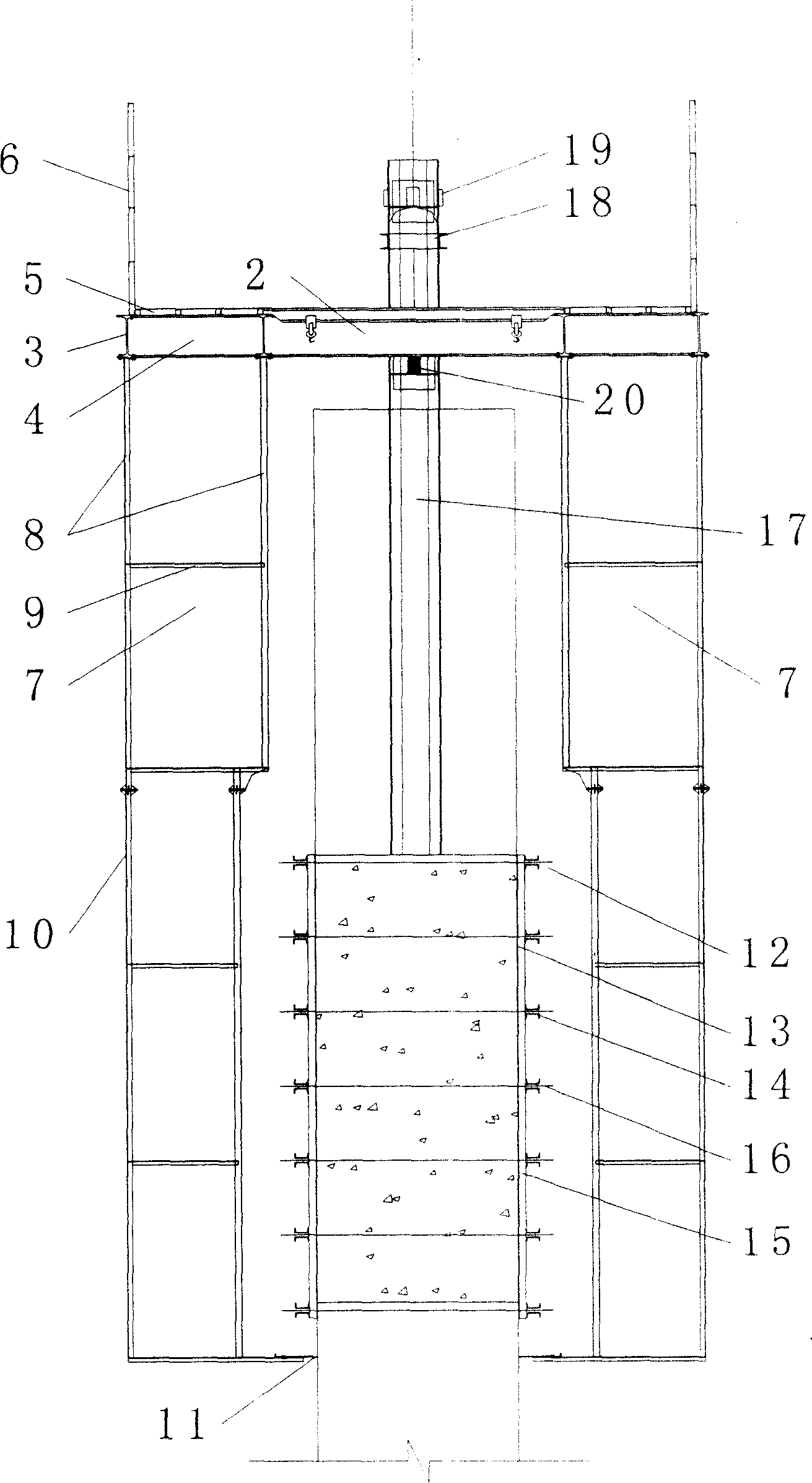 Steel pillar supporting type integral self-lifting steel platform scaffold template system and constructing method thereof