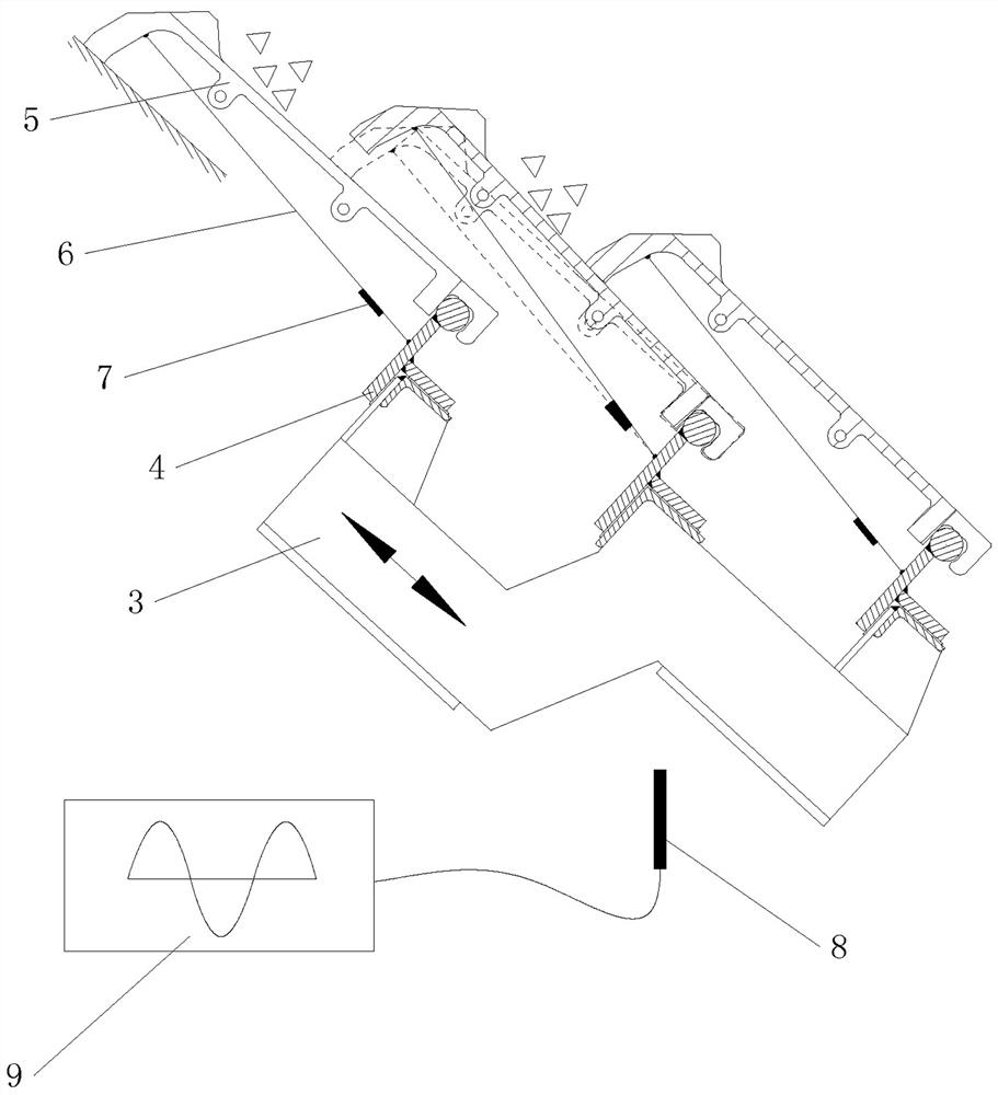 Incinerator fire grate segment arching on-line detection device