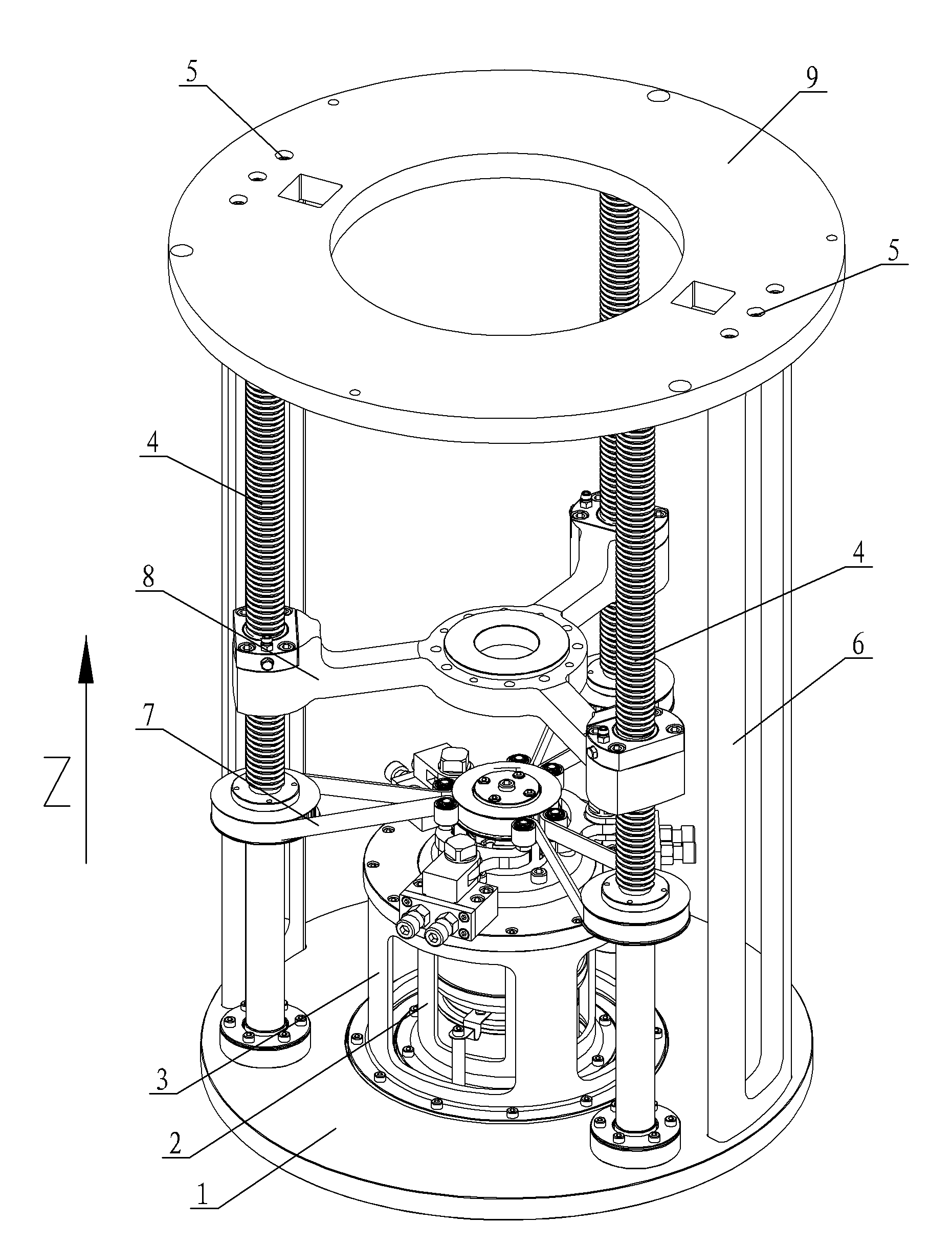 Z-axis lifting mechanism with stress state balancing function