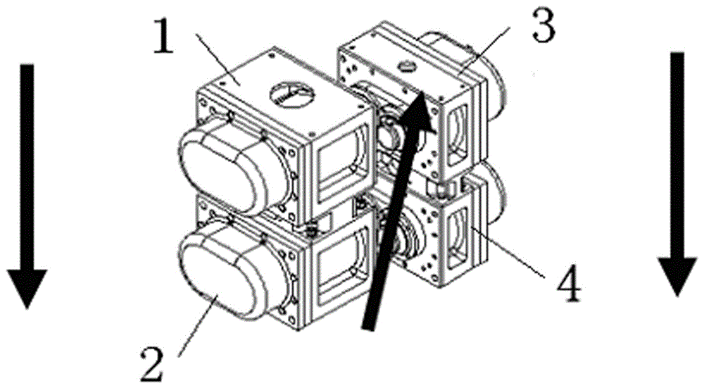 Modular integrated multi-stage and multi-drive chamber partially non-coaxial dry type vacuum single pump