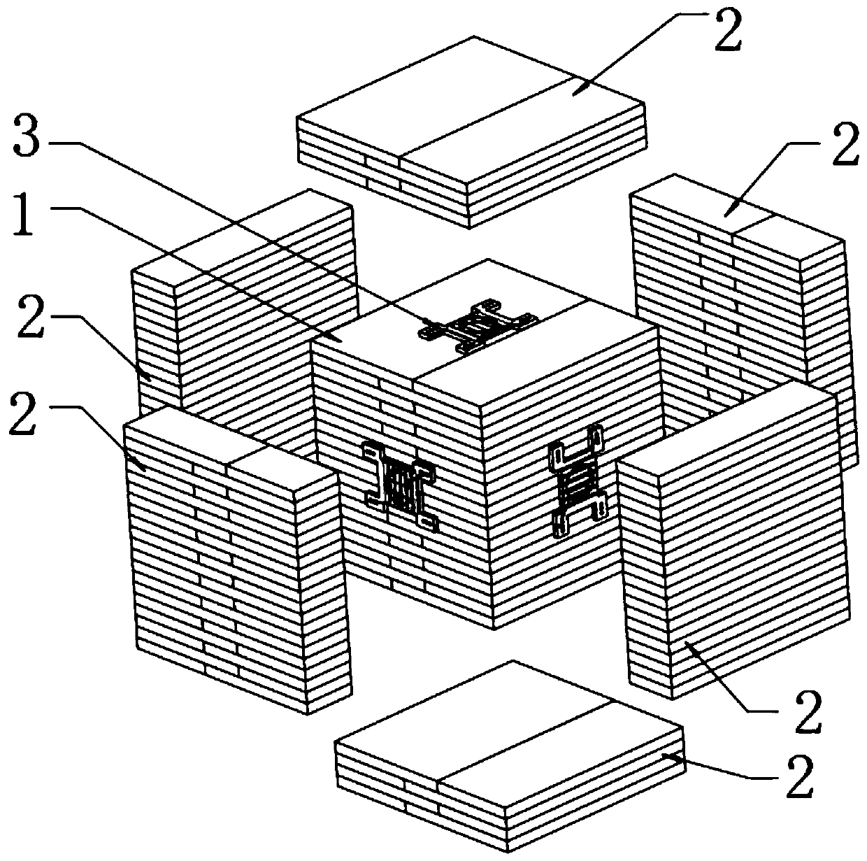 A shim laminated sample suitable for testing three-dimensional dynamic magnetic properties