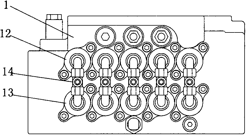 A multi-way valve for high-power excavators with a single oil channel and double valve cores in parallel