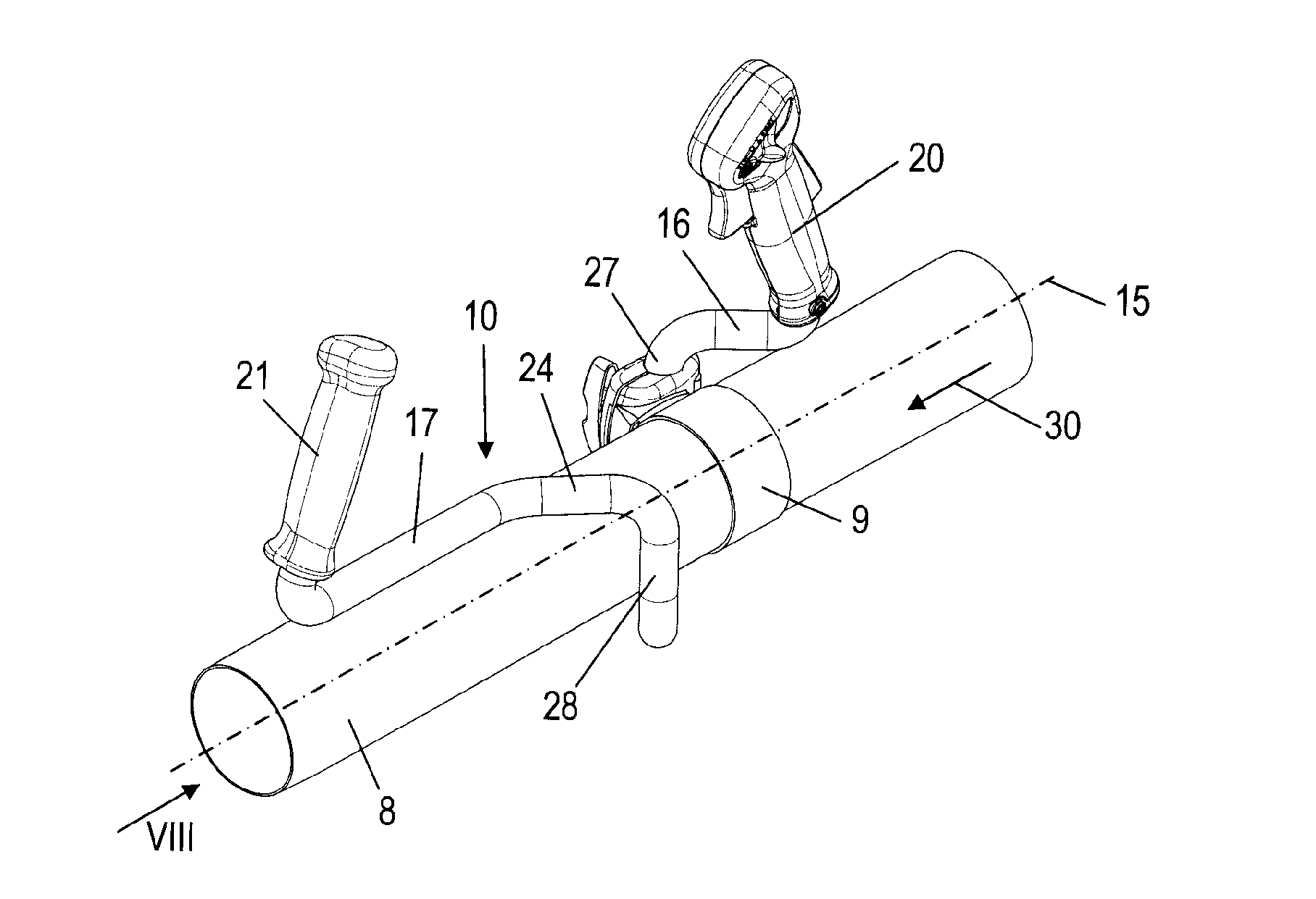 Implement having adjustable handle