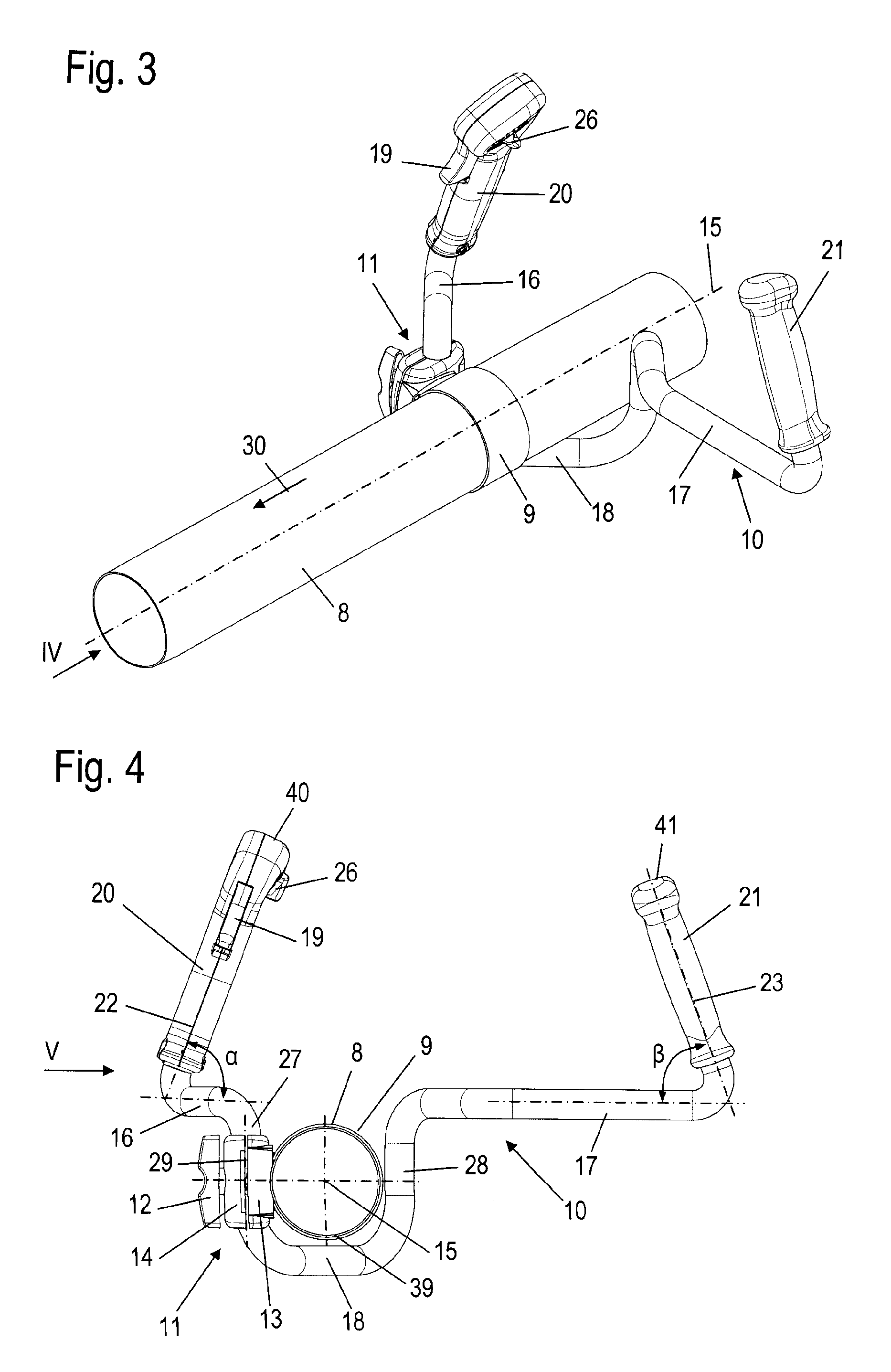 Implement having adjustable handle