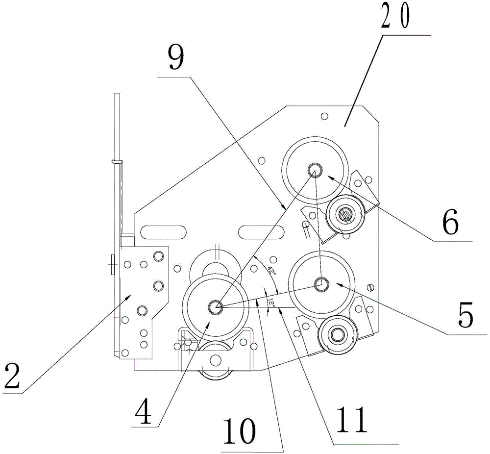 Three-lead feeding mechanism of combined firework pot adhesion device