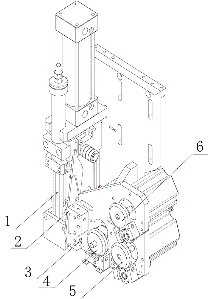 Three-lead feeding mechanism of combined firework pot adhesion device