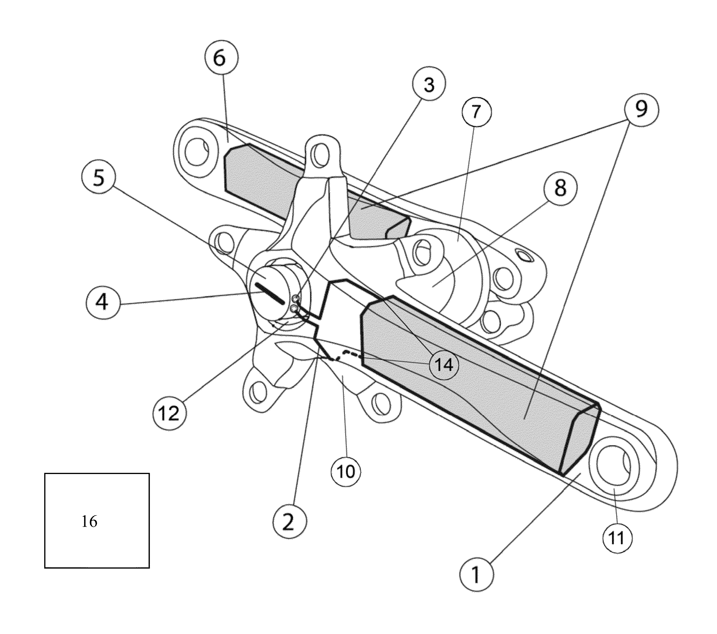 Crank arm, crankset, and power measuring device for an at least partially human powered vehicle or training device with a crank drive