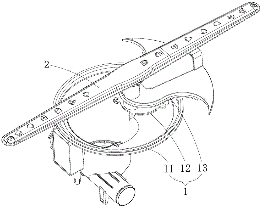 Spraying arm device and dish washing machine