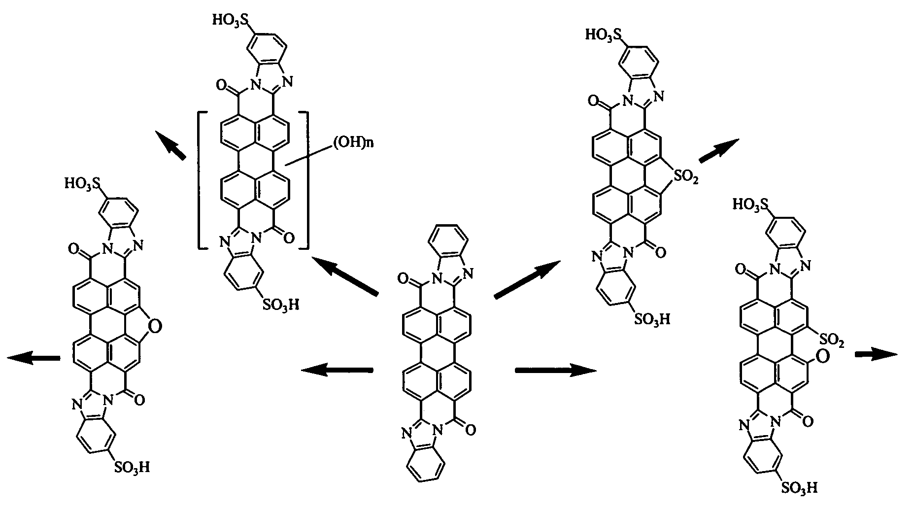 Lyotropic liquid crystal systems based on perylenetetracarboxylic acid dibenzimidazole sulfoderivatives, related anisotropic films, and methods for making