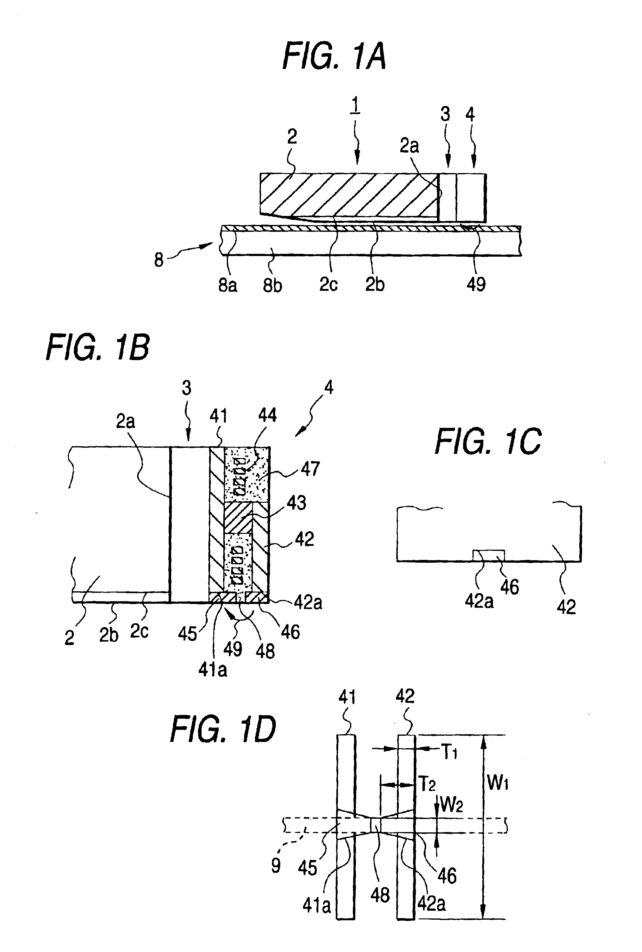 Magnetic head having a magnetic recording element including a pair of connected yoke films and magnetic pole film to form a magnetic gap