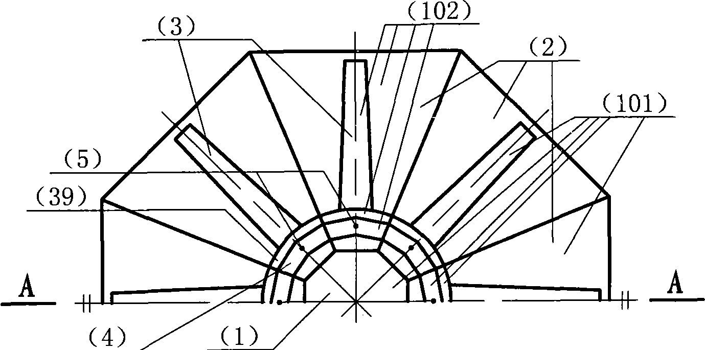 Large combined base with mast type structure