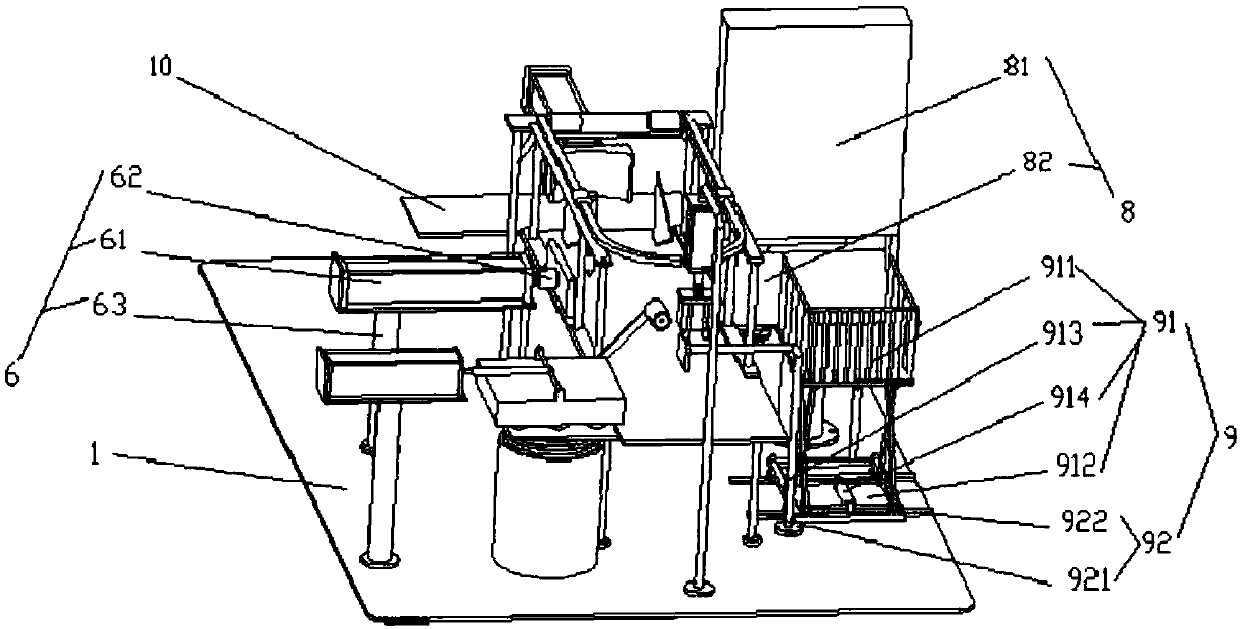 A friction bag-taking type spindle automatic packaging and transportation device