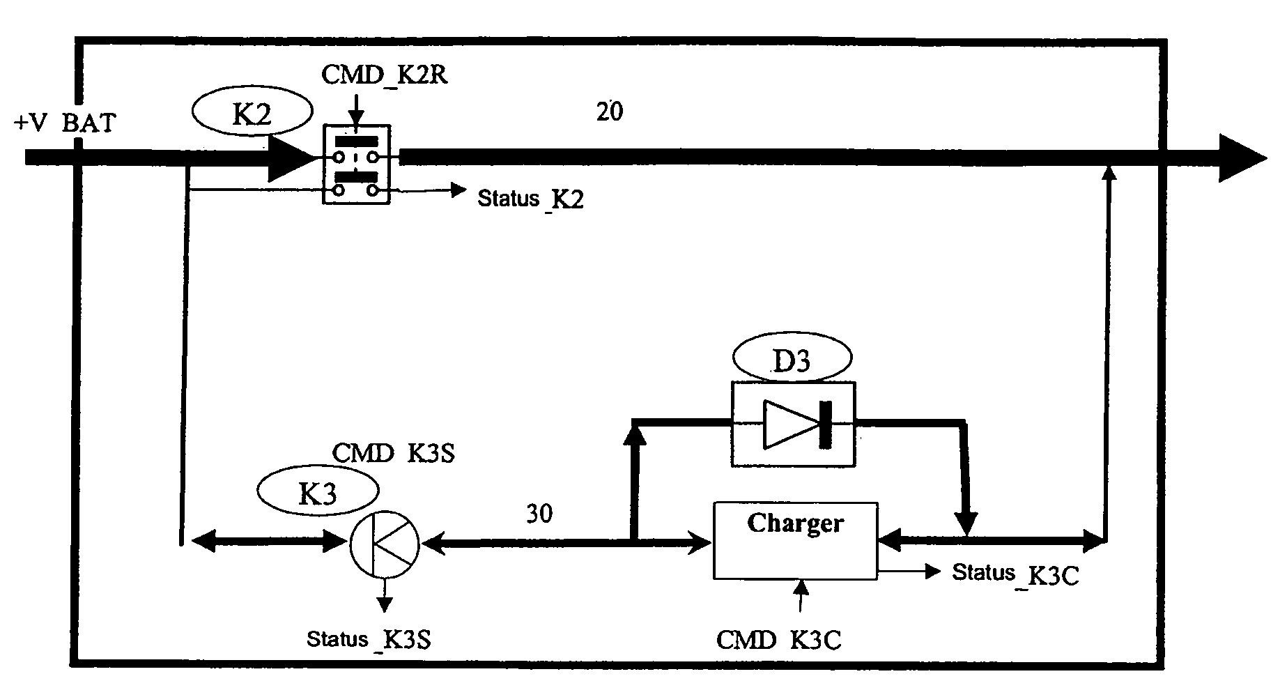 Electronic system for a battery