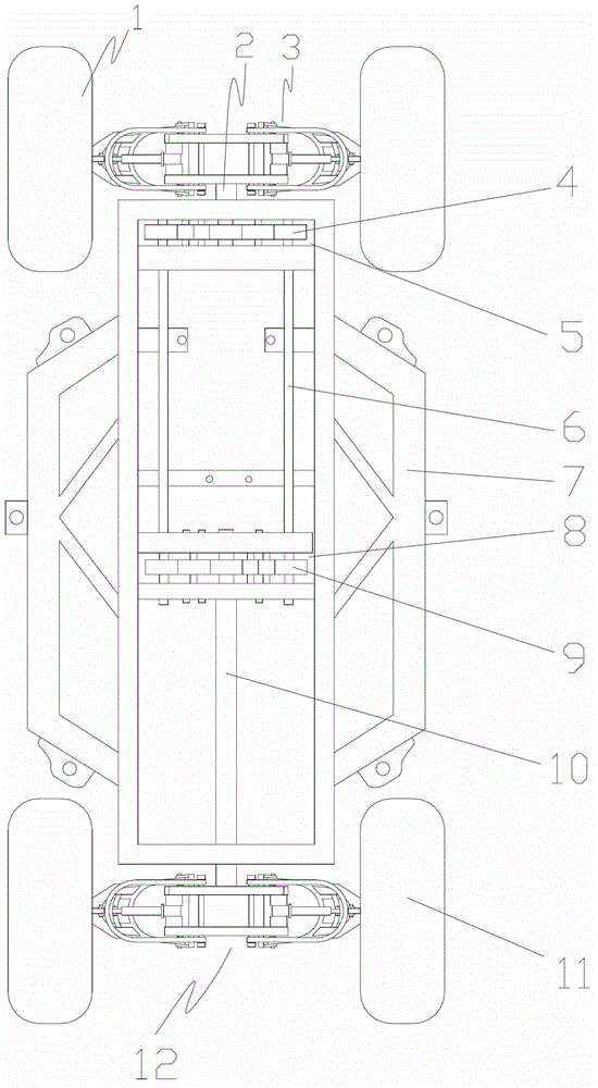 All-terrain off-road vehicle chassis with self-adjusting wheels