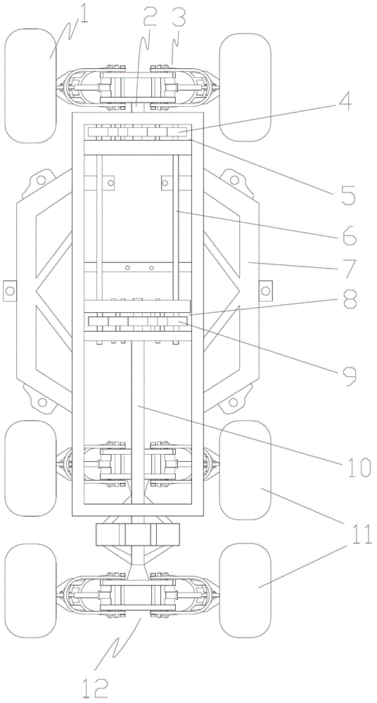 All-terrain off-road vehicle chassis with self-adjusting wheels