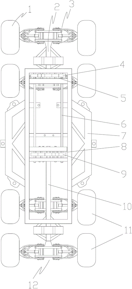 All-terrain off-road vehicle chassis with self-adjusting wheels