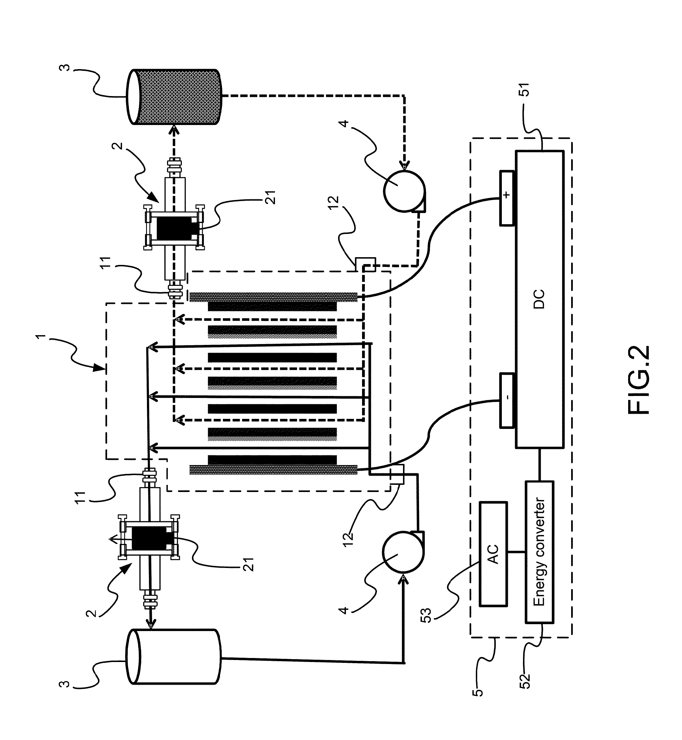 Ultrasonic Device Detecting Charging / Discharging Status of Flow-Cell Pack