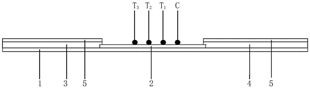 Kanamycin, erythrocin and lincomycin three-in-one micro-hole gold-labeled test strip