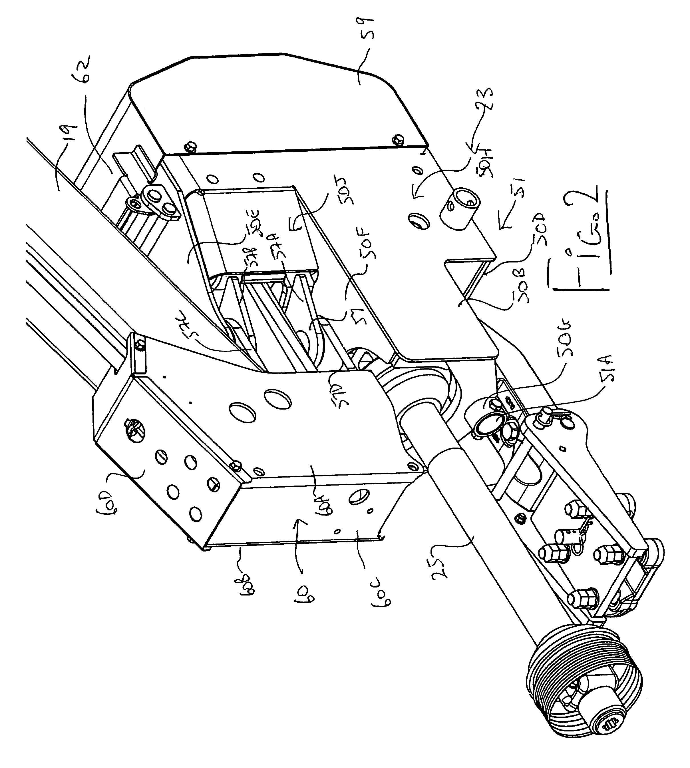 Connection of the hitch arm of a pull-type crop harvesting machine to a tractor