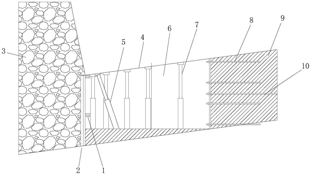 Novel 110 construction method gangue blocking supporting structure