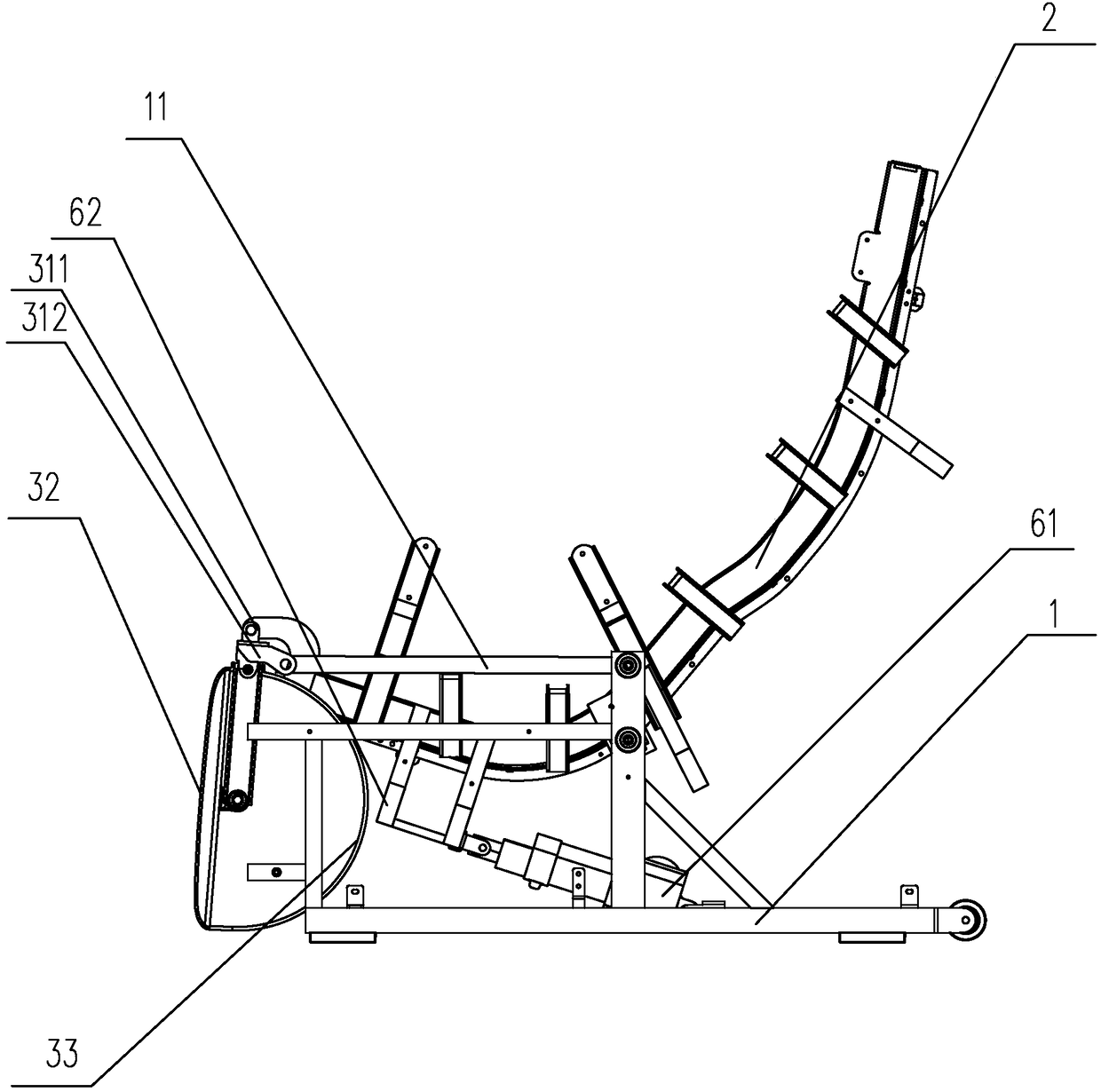 Massage armchair with long massage stroke