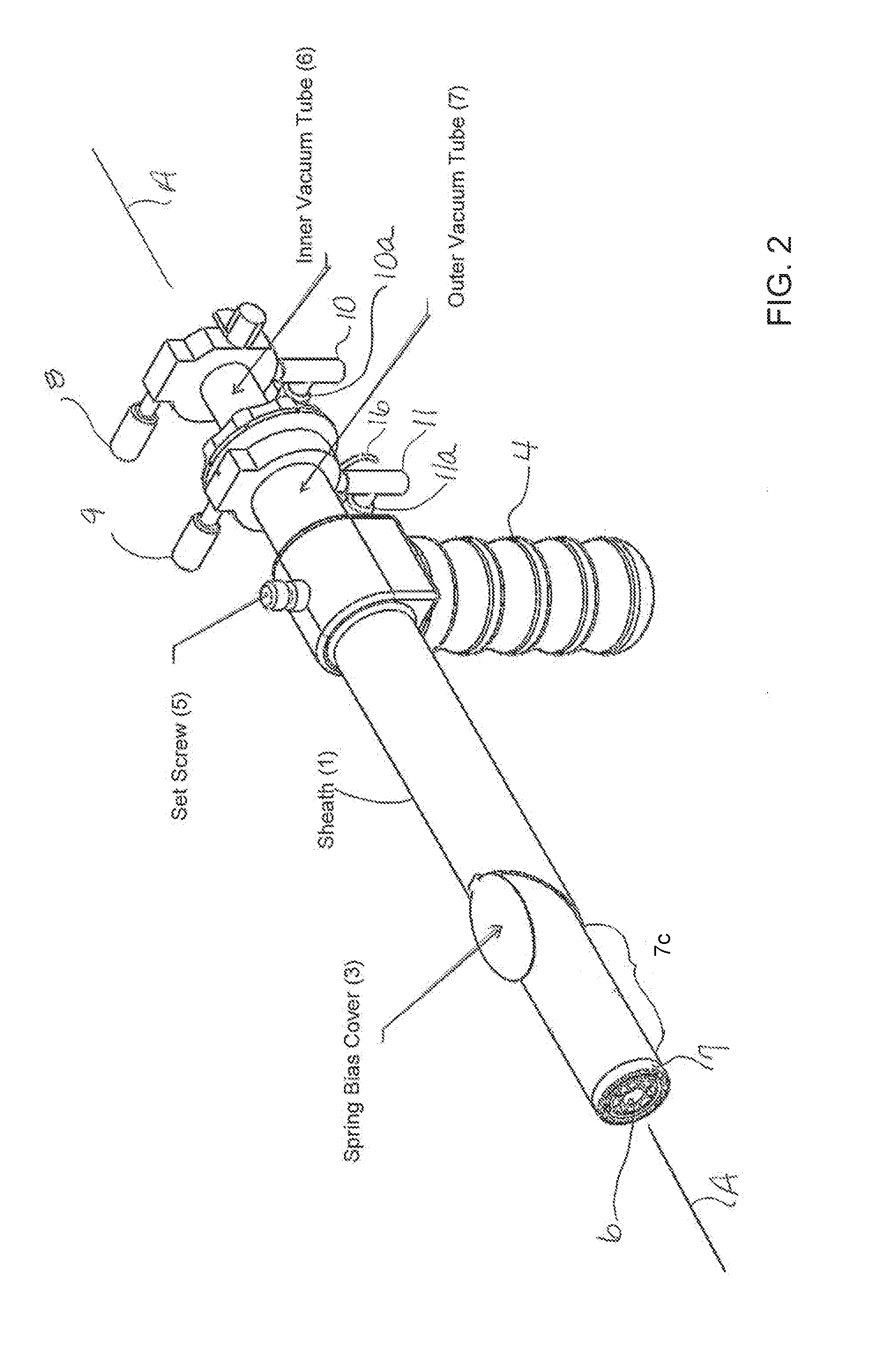 Dual vacuum device for medical fixture placement including for thoracoscopic left ventricular lead placement