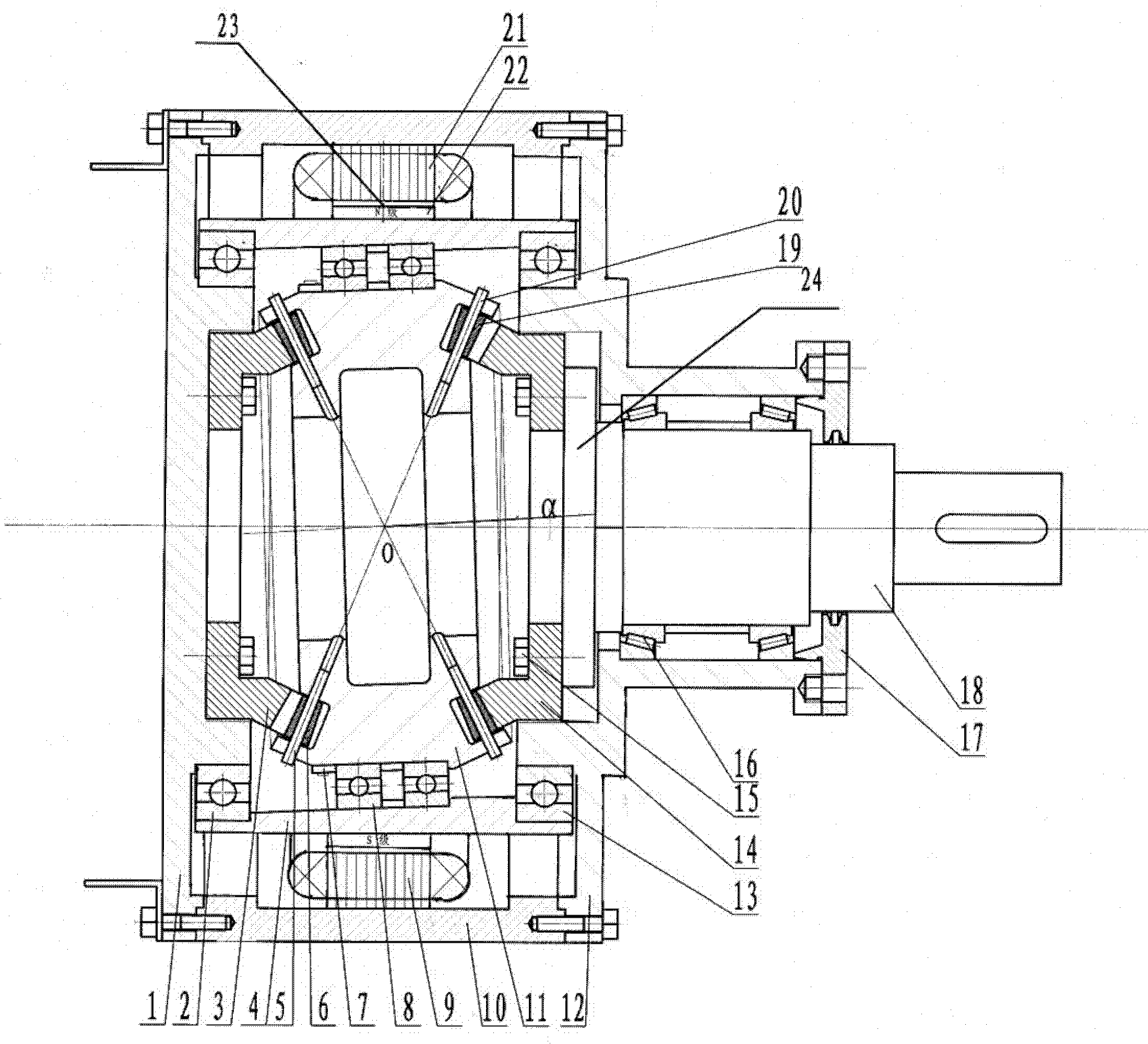 Electromechanical integration nutation oscillating tooth transmission device