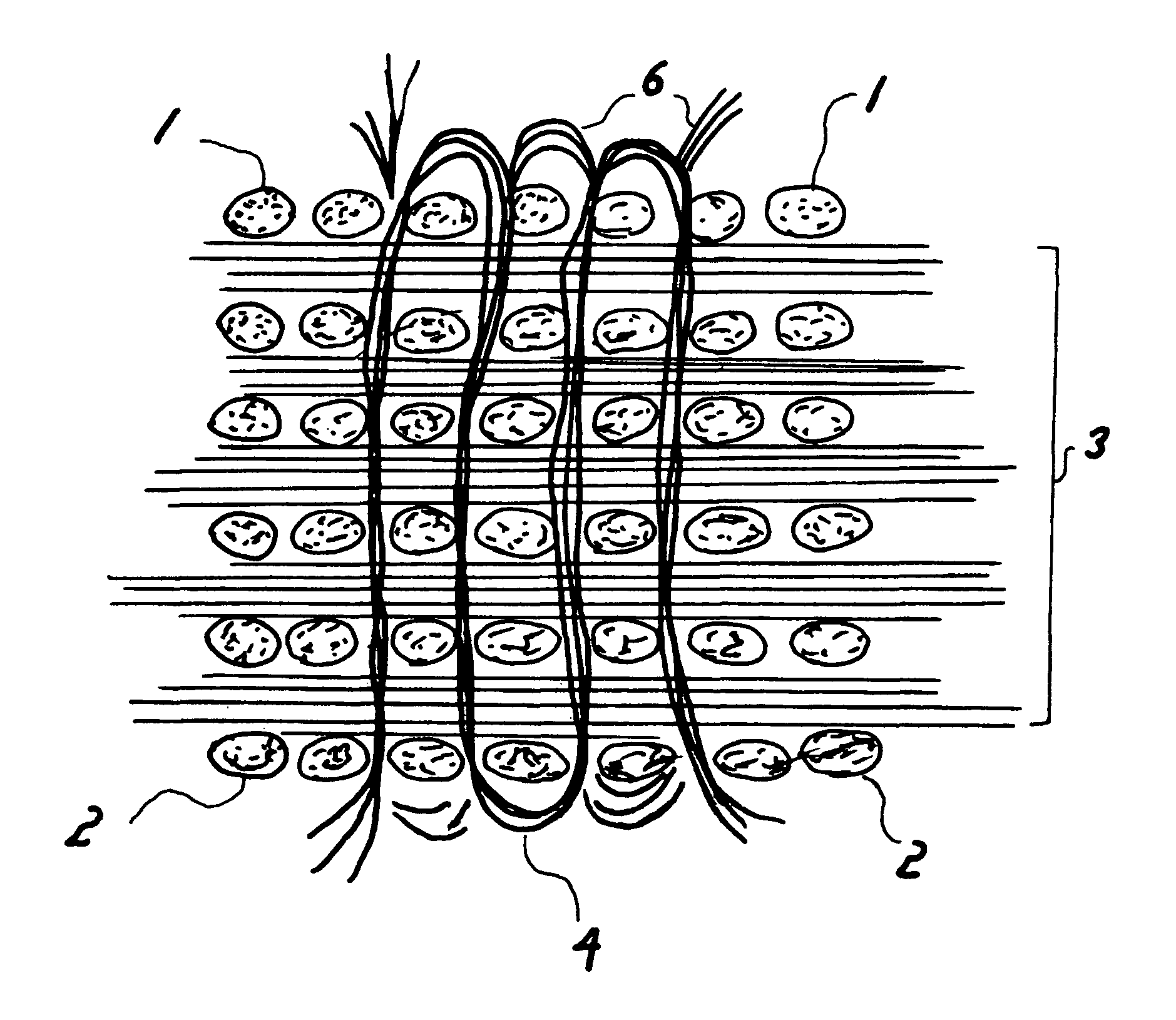 Inter/pre-cured layer/pre-cured embroidered composite laminate and method of producing same