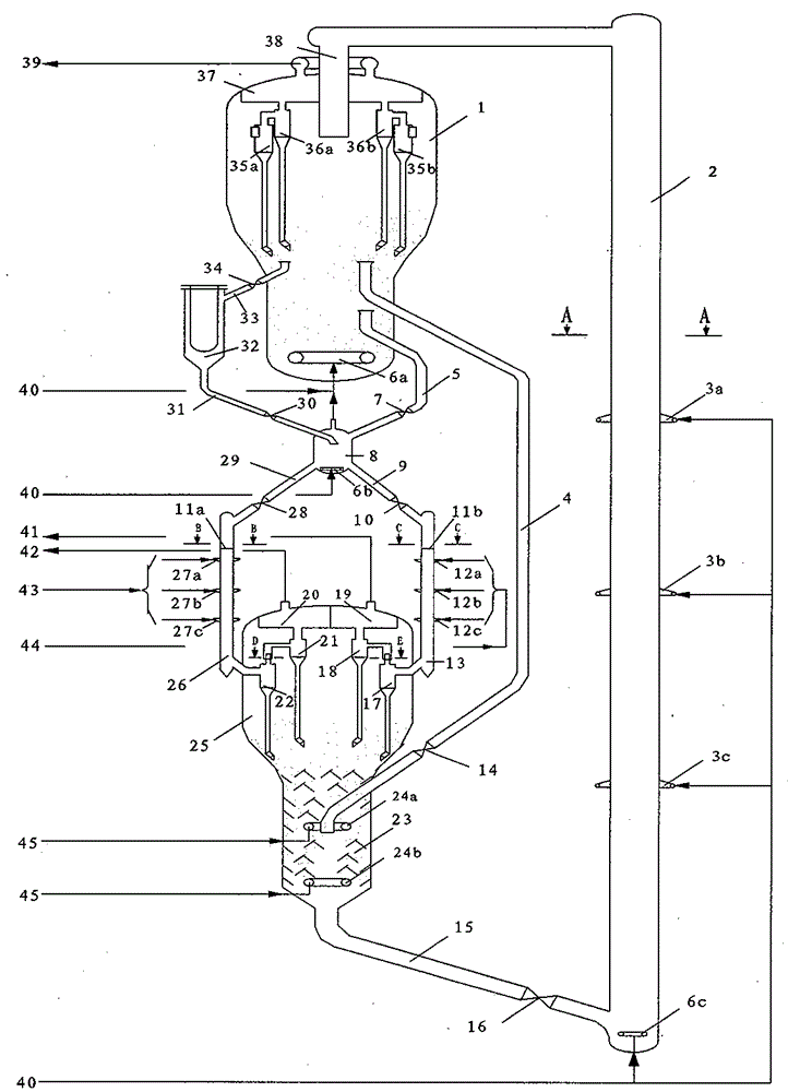 A descending catalytic cracking unit