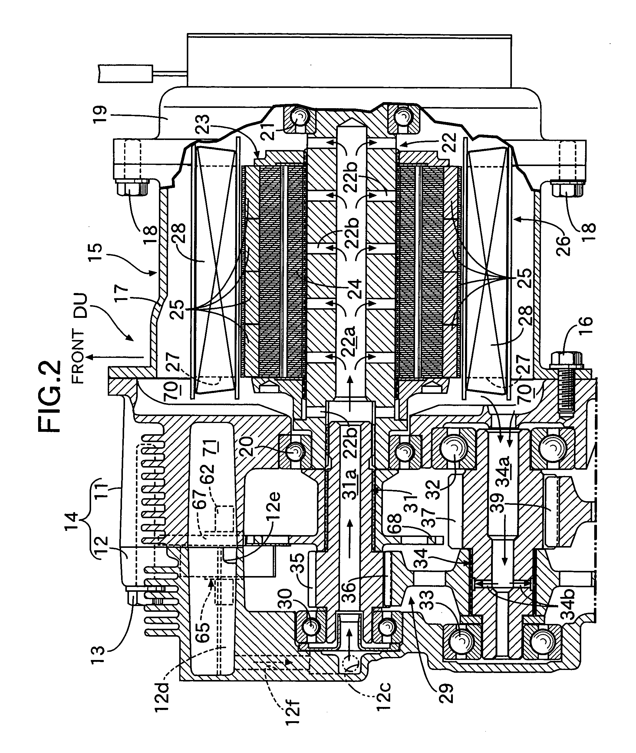 Motor-cooling structure of front-and-rear-wheel-drive vehicle