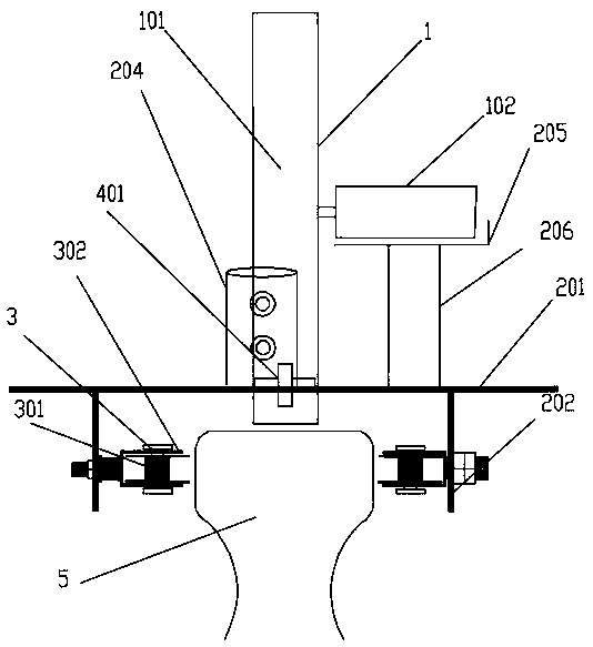 Rail-mounted distance measuring device capable of being prevented from falling from rail