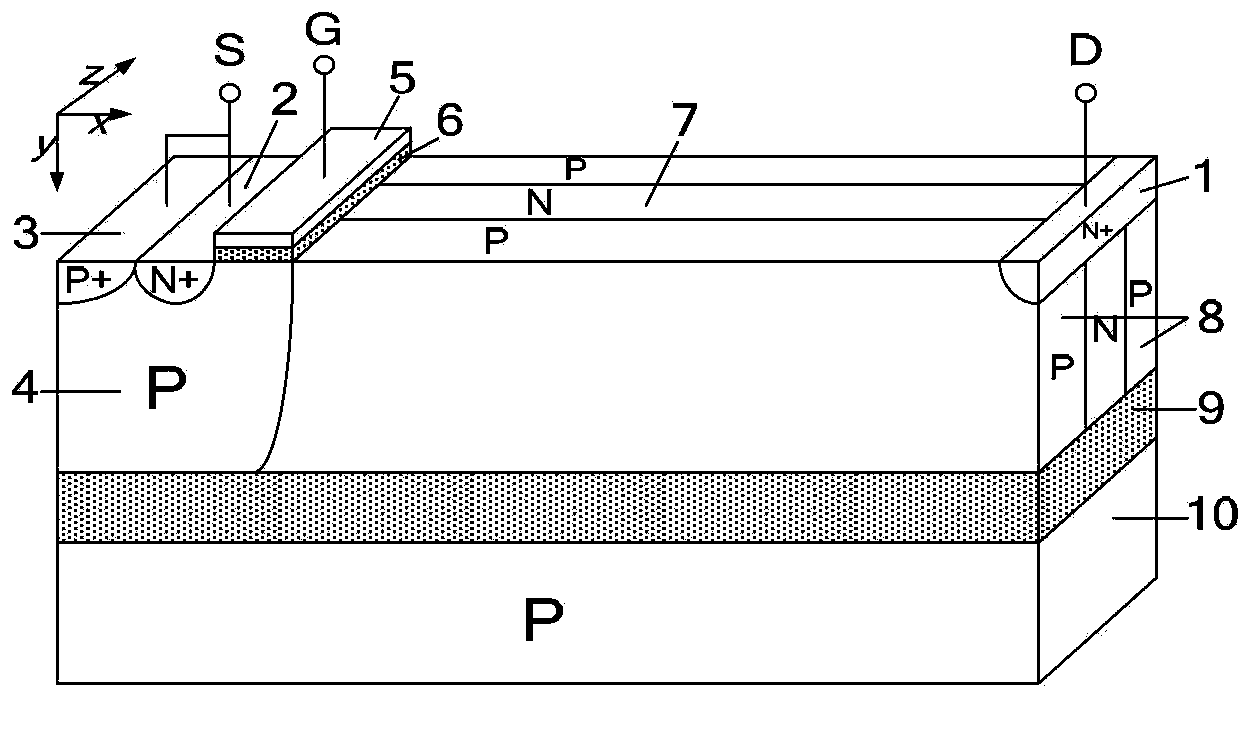 Lateral direction SOI power semiconductor device