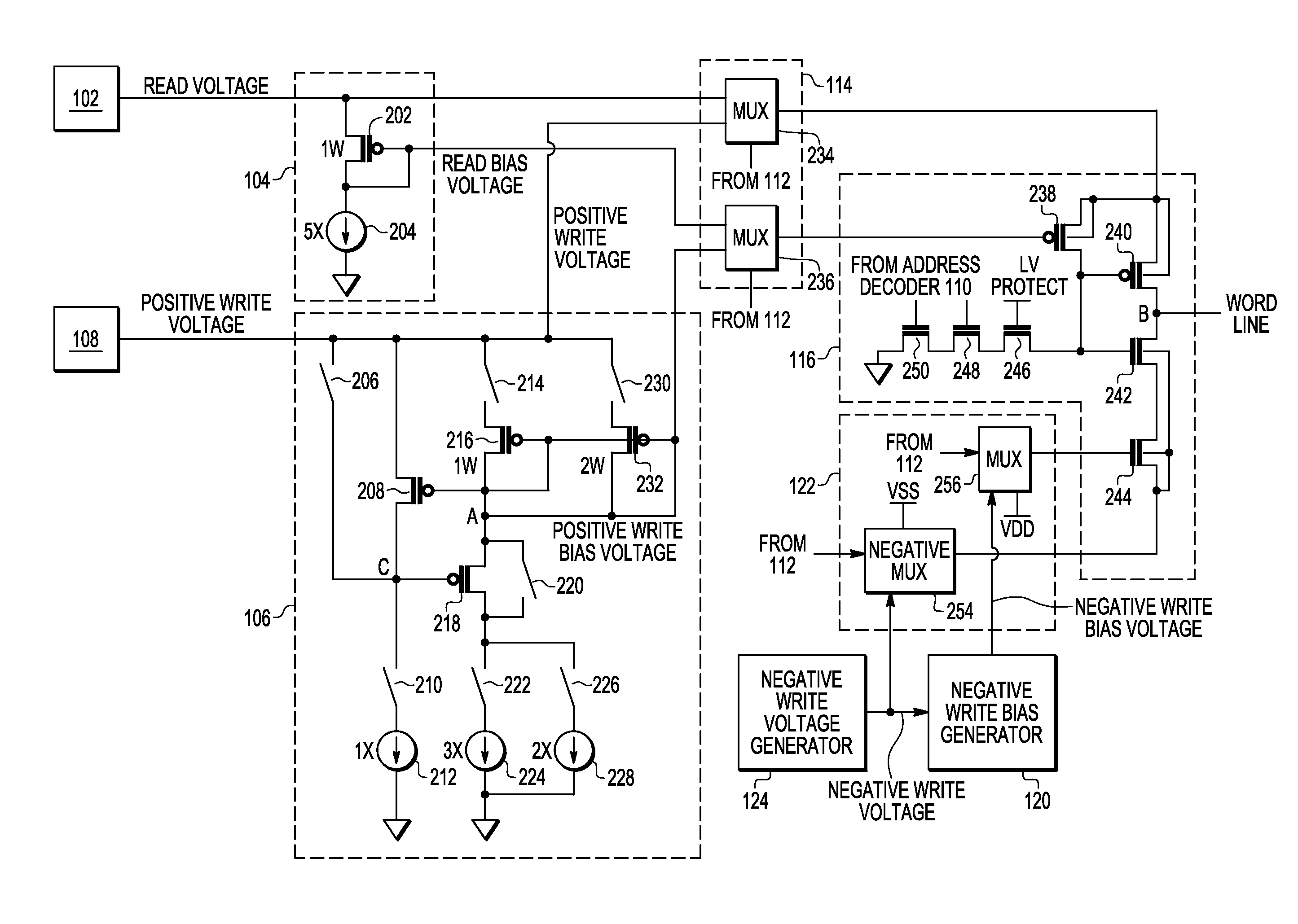 Flash memory with bias voltage for word line/row driver