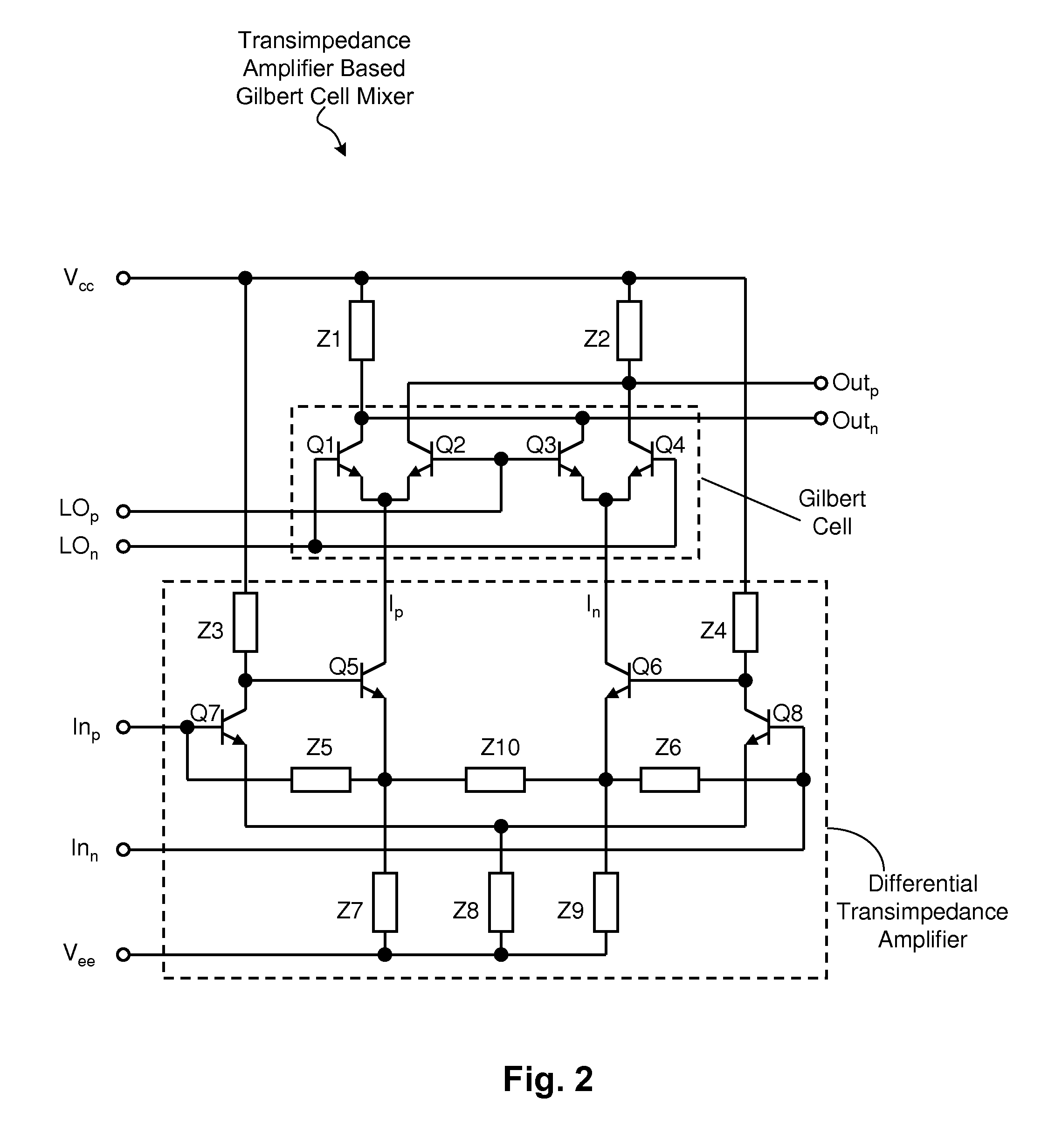 Transimpedance amplifier input stage mixer